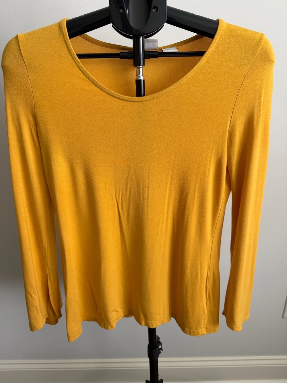 Mustard Yellow Long-Sleeve Scoop Neck Women's Top